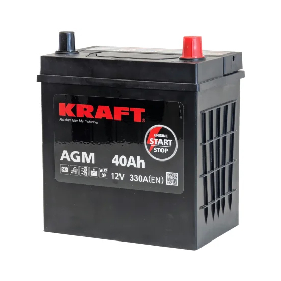 Kraft AGM 40 A/h 330 A R+ 200x135x220 мм - 1