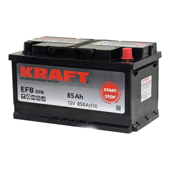 Kraft EFB 85 R 85 A/h 850 A R+ 315x175x175 мм (низкий) - 1