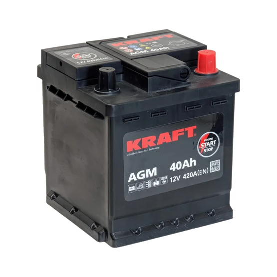 Kraft AGM 40 A/h 420 A R+ 175x175x190 мм - 1