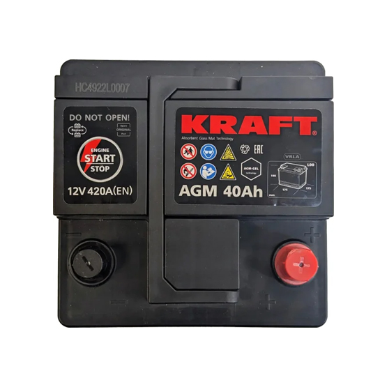 Kraft AGM 40 A/h 420 A R+ 175x175x190 мм - 2