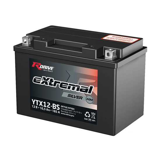 Rdrive eXtremal Silver YTX12-BS 10 A/h 185 A L+ 150x87x130 мм - 1