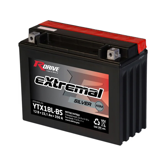 RDrive eXtremal Silver YTX18L-BS 23 A/h 350 A R+ 150x87x145 мм - 1