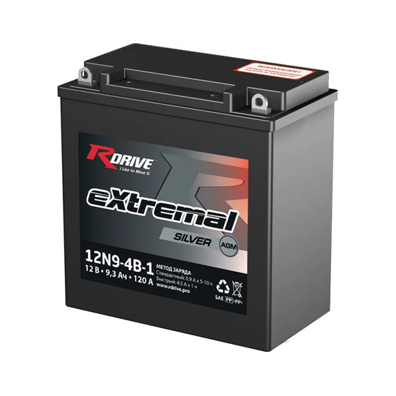 RDrive eXtremal Silver 12N9-4B-1 9 A/h 120 A L+ 135x75x139 мм - 1