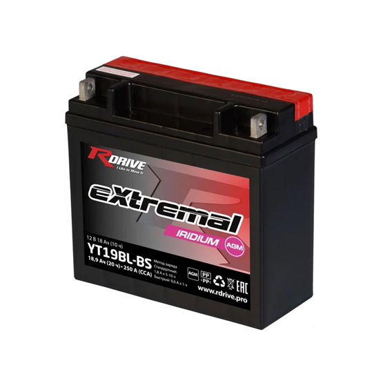 RDrive eXtremal Iridium YT19BL-BS 18 A/h 250 A R+ 181x77x167 мм - 1