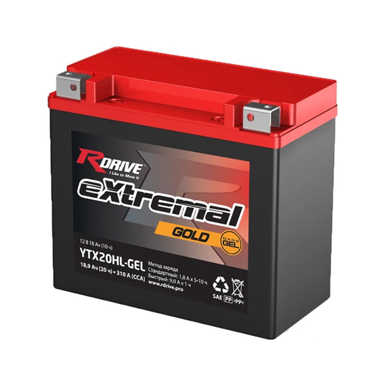 RDrive Extremal Gold YTX20HL-GEL 18 A/h 310 A R+ 175x87x155 мм - 1