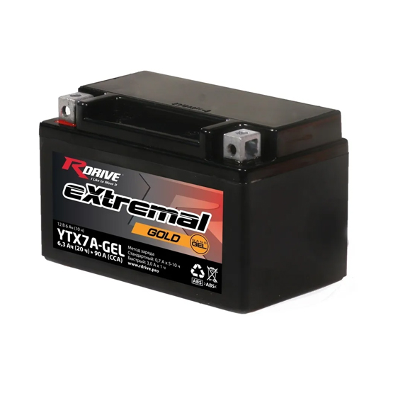 RDrive Extremal Gold YTX7A-GEL 6 A/h 90 A L+ 150x87x93 мм - 1