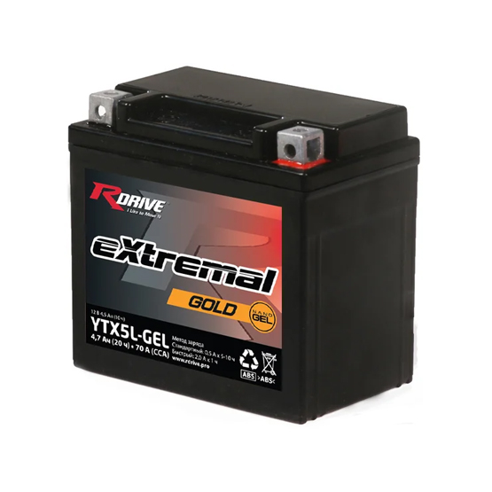 RDrive Extremal Gold YTX5L-GEL 4 A/h 70 A R+ 113x70x105 мм - 1