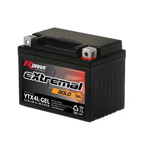 RDrive Extremal Gold YTX4L-GEL 3 A/h 60 A R+ 113x70x85 мм - 1