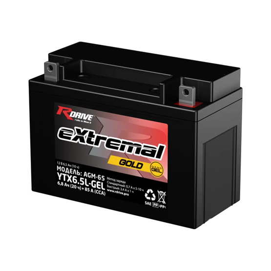 RDrive Extremal Gold YTX6.5L-GEL 6.5 A/h 85 A R+ 139x66x102 мм - 1