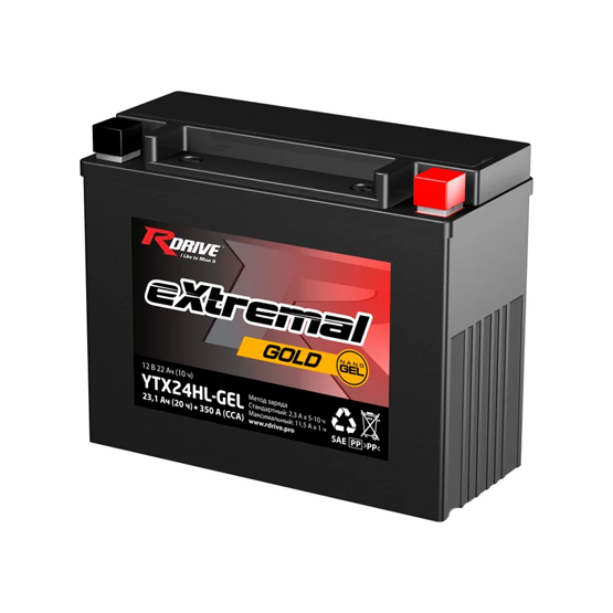 RDrive Extremal Gold YTX24HL-GEL 22 A/h 310 A R+ 205x87x162 мм - 1
