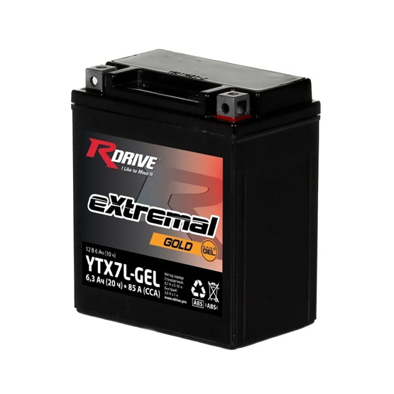 RDrive Extremal Gold YTX7L-GEL 6 A/h 85 A R+ 113x70x130 мм - 1